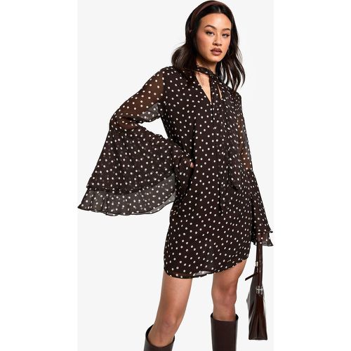 Tall" - Robe Babydoll À Manches Évasées Et Imprimé Pois - 38 - boohoo - Modalova