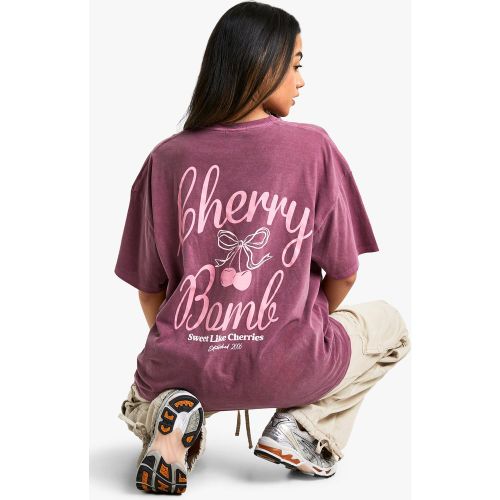 T-Shirt Oversize Surteint À Imprimé Cherry Bomb - S - boohoo - Modalova