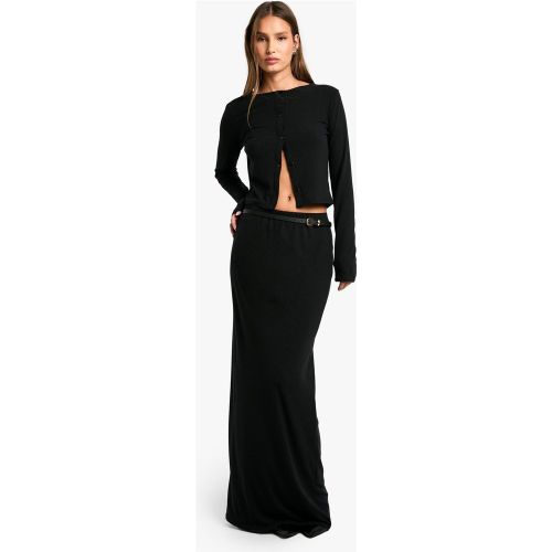 Ensemble En Maille Côtelée Douce Avec Top Boutonné Et Jupe Longue - 34 - boohoo - Modalova