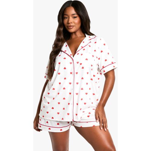 Grande Taille - Ensemble De Pyjama À Imprimé Cœur - 44 - boohoo - Modalova