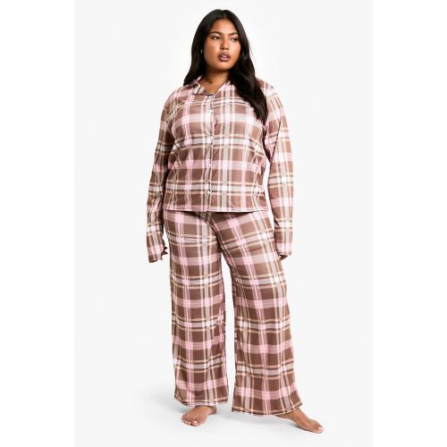 Grande Taille - Ensemble De Pyjama Long À Carreaux - 44 - boohoo - Modalova