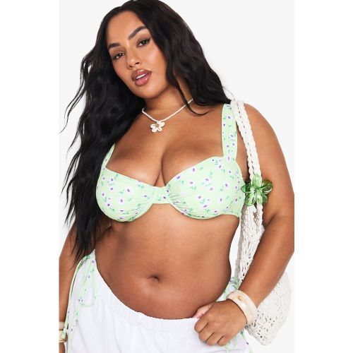 Grande Taille - Haut De Maillot Fleuri À Armatures - 44 - boohoo - Modalova
