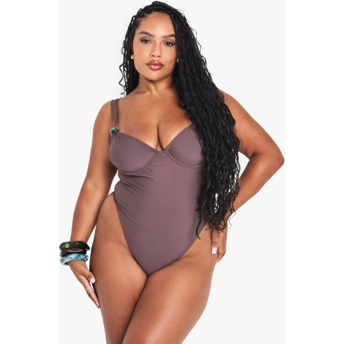 Grande Taille - Maillot De Bain À Bordures En Résine - 44 - boohoo - Modalova