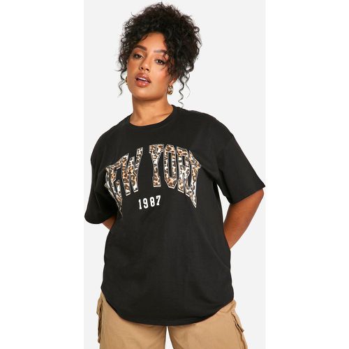 Grande Taille - T-Shirt Oversize À Imprimé Léopard Et Slogan New York - 44 - boohoo - Modalova