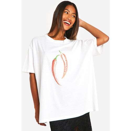 T-Shirt Oversize À Imprimé Piment - 36 - boohoo - Modalova