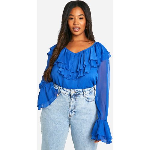 Grande Taille - Blouse En Mousseline De Soie À Volants - 50 - boohoo - Modalova