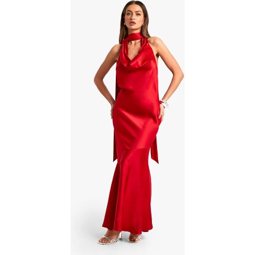 Robe Longue Satinée Dos Nu - 36 - boohoo - Modalova