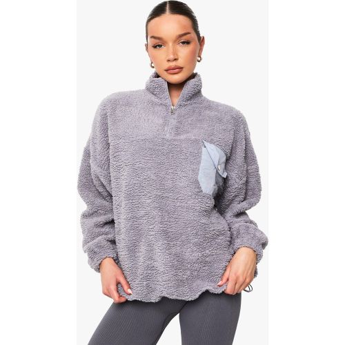 Sweat Oversize En Polaire À Col Zippé - S - boohoo - Modalova