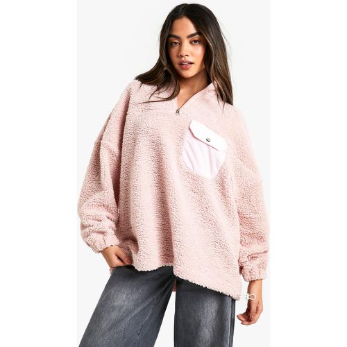 Sweat Oversize En Polaire À Col Zippé - S - boohoo - Modalova