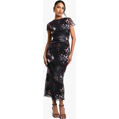 Robe Longue Fleurie Froncée En Mesh - 40 - boohoo - Modalova