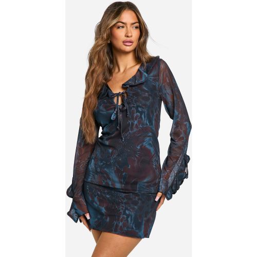 Robe Courte À Volants En Mesh - 36 - boohoo - Modalova