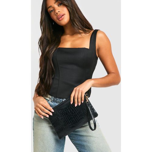 Grande Taille - Pochette Zippée Effet Croco - One Size - boohoo - Modalova