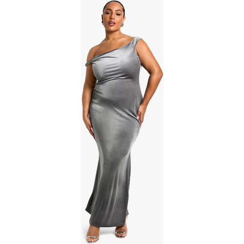 Grande Taille - Robe Longue Froncée Asymétrique En Velours - 46 - boohoo - Modalova