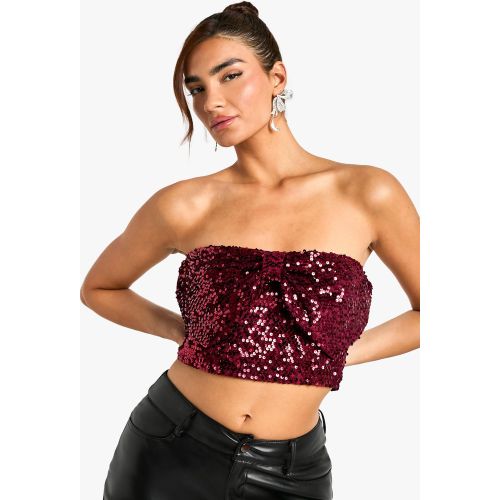 Top À Paillettes Et Nœud - 34 - boohoo - Modalova