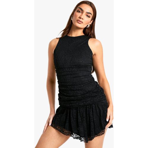 Robe Courte Asymétrique En Dentelle - 36 - boohoo - Modalova