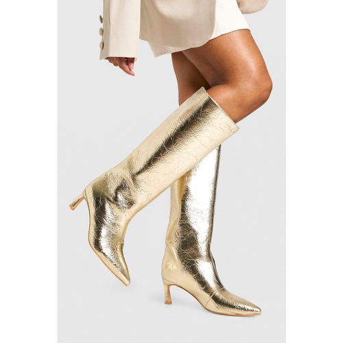 Textured Me"Tall"ic Column Knee High Boots - 38 - boohoo - Modalova