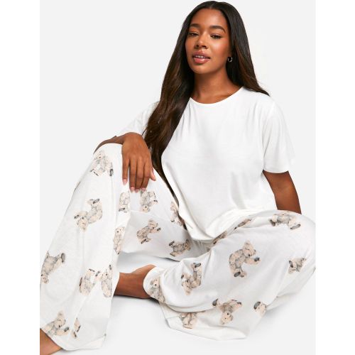 Grande Taille - Ensemble De Pyjama À Imprimé Ours - 44 - boohoo - Modalova