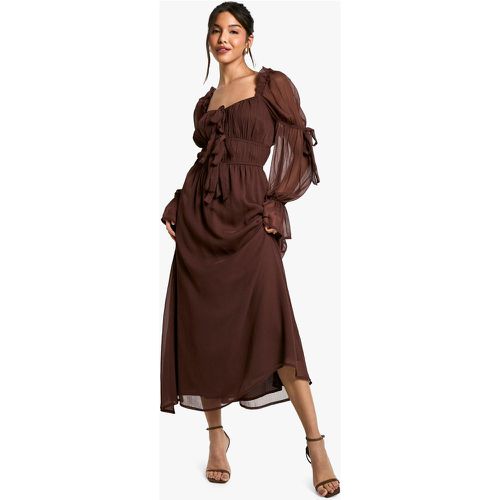 Robe Champêtre Mi-Longue En Mousseline De Soie - 38 - boohoo - Modalova