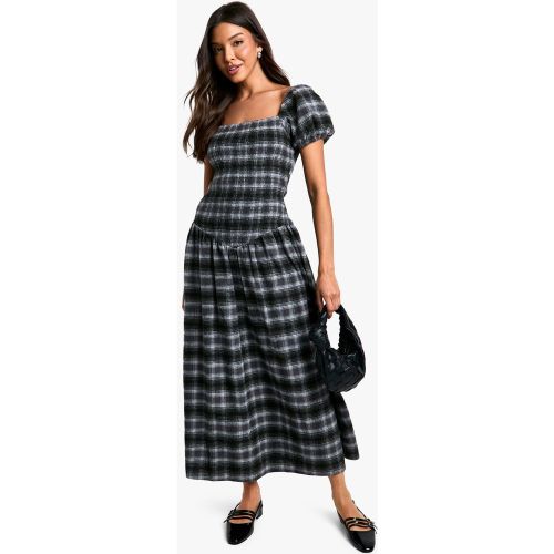 Robe Mi-Longue Froncée À Carreaux - 36 - boohoo - Modalova