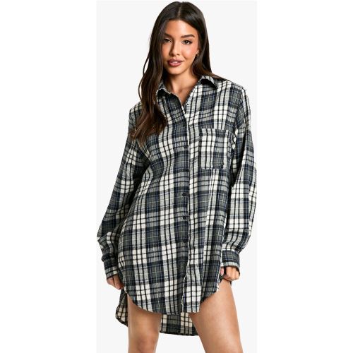 Robe Chemise Oversize À Carreaux Et Épaulettes - 40 - boohoo - Modalova