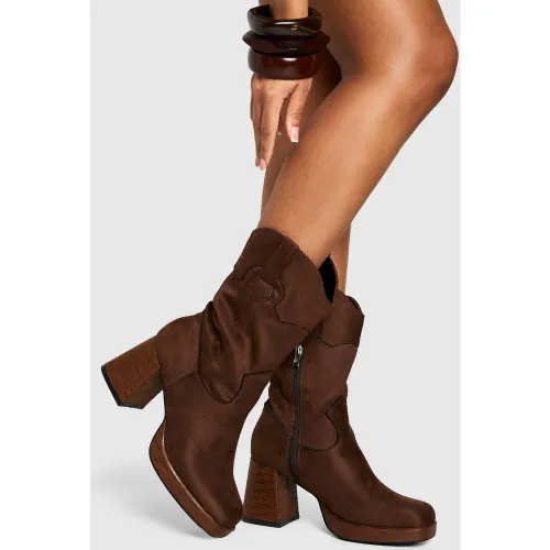 Bottines En Synthétique À Plateforme Et Talon - 36 - boohoo - Modalova