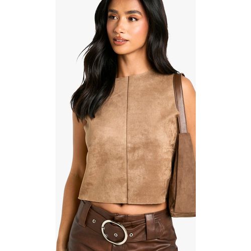 Petite" - Top En Faux Daim À Dos Nageur - 38 - boohoo - Modalova