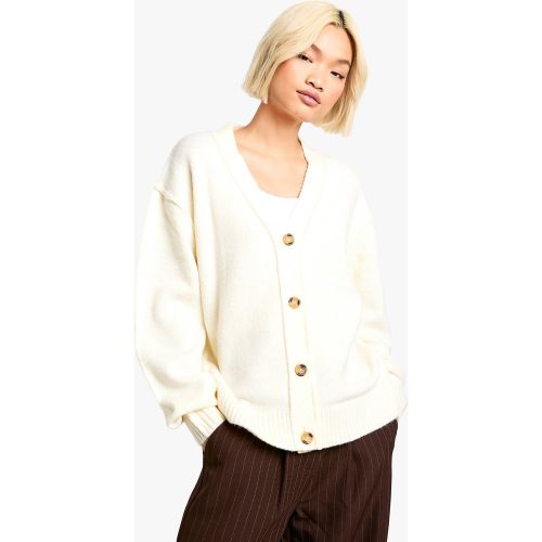 Cardigan Oversize À Coutures Apparentes - Blanc Écru - S, Blanc Écru - boohoo - Modalova