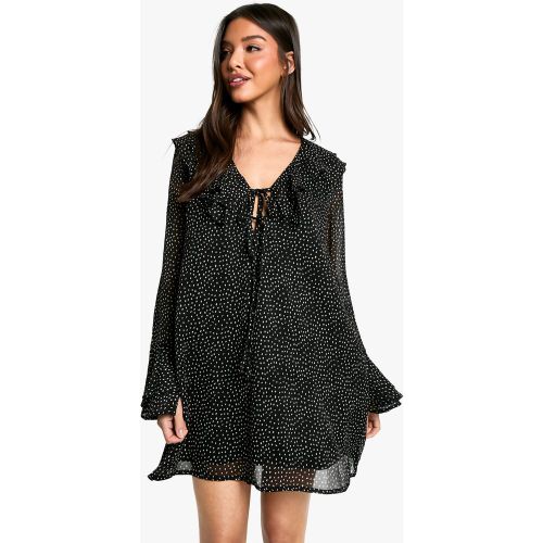 Robe Courte À Volants Et Imprimé Pois - 40 - boohoo - Modalova