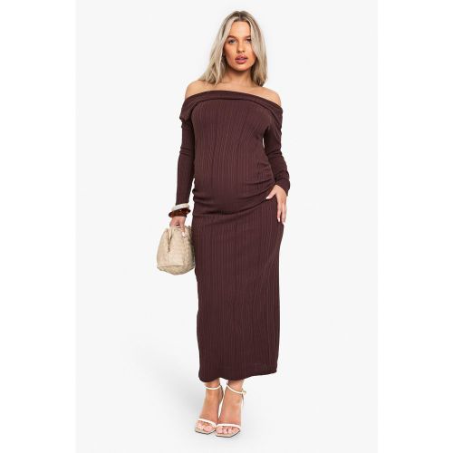 Maternité - Robe De Grossesse Mi-Longue Froncée À Col Bateau - 36 - boohoo - Modalova