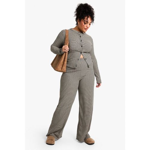 Grande Taille - Pantalon Rayé Côtelé À La Taille - 44 - boohoo - Modalova