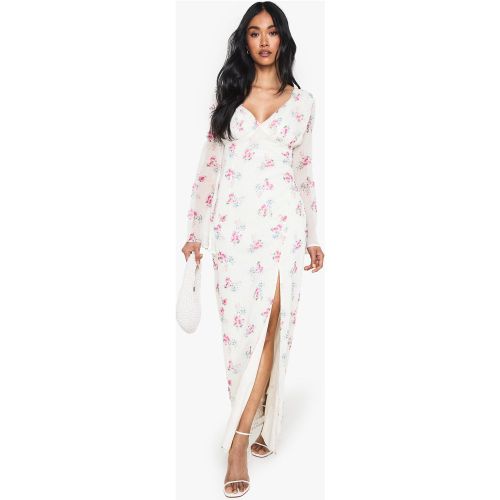 Robe Longue Fleurie En Mousseline De Soie - 36 - boohoo - Modalova