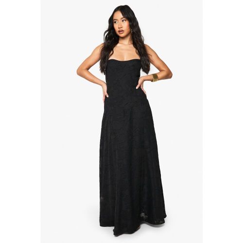 Robe Longue Texturée À Col Bénitier - 36 - boohoo - Modalova