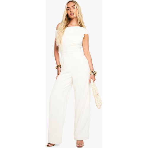 Combinaison Large Asymétrique Drapée - Blanc Écru - 36, Blanc Écru - boohoo - Modalova