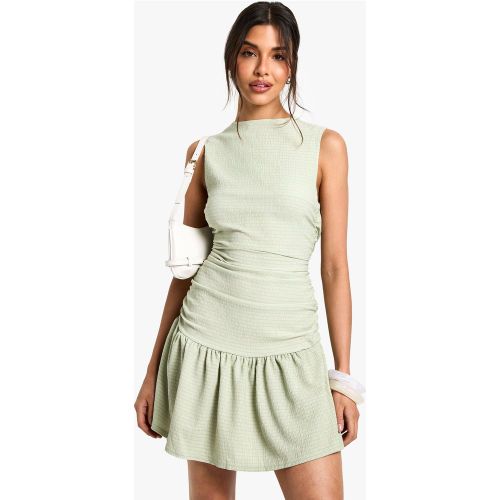 Robe Courte Texturée À Col Bateau - 36 - boohoo - Modalova