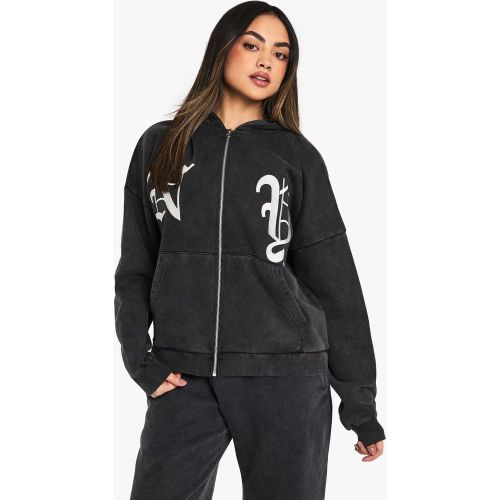 Sweat À Capuche Oversize Zippé À Broderie Ny - S - boohoo - Modalova