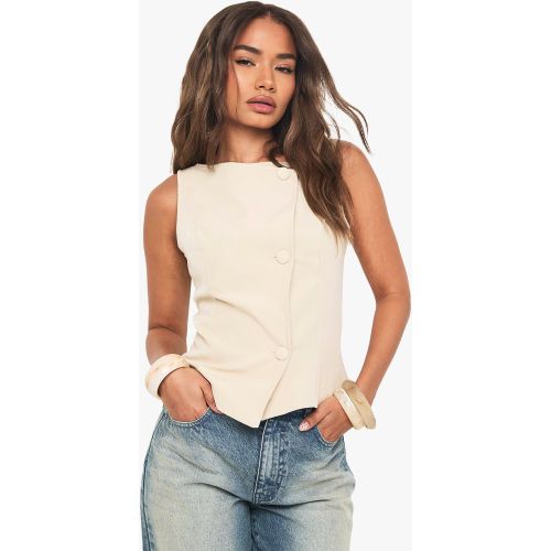 Gilet Habillé À Col Bateau Sans Manches - Blanc Écru - 36, Blanc Écru - boohoo - Modalova