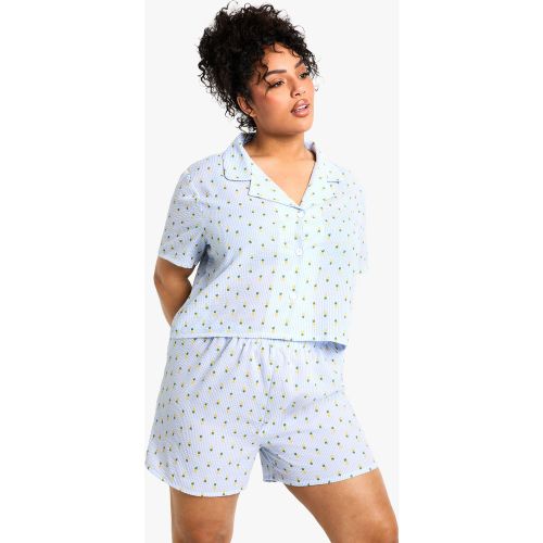 Grande Taille - Ensemble De Pyjama À Rayures Avec Chemise Et Short - 44 - boohoo - Modalova