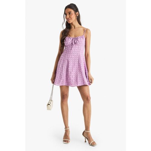 Robe Mi Longue Texturée À Imprimé Vichy - 36 - boohoo - Modalova