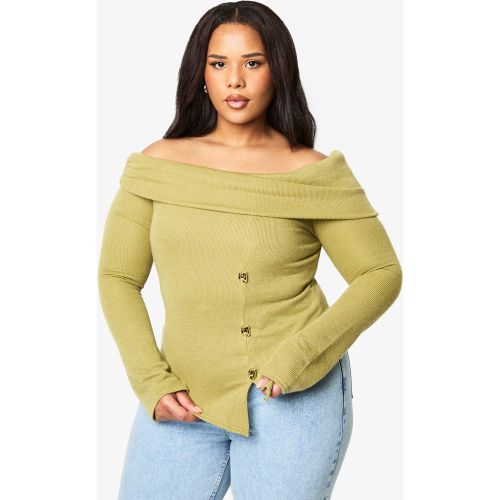 Grande Taille - Top En Maille À Col Bateau - 44 - boohoo - Modalova