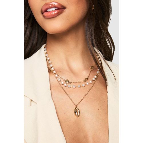 Collier À Chaînes Multiples Et Perles - One Size - boohoo - Modalova