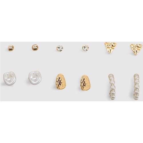 Lot De 6 Paires De Boucles D'Oreilles En Métal - One Size - boohoo - Modalova