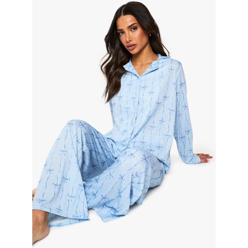 Petite" - Ensemble De Pyjama Avec Chemise Nouée Et Pantalon - 34 - boohoo - Modalova