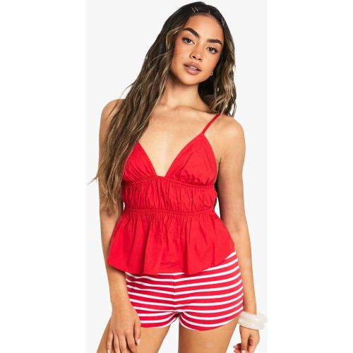 Crop Top À Volants En Coton - 34 - boohoo - Modalova