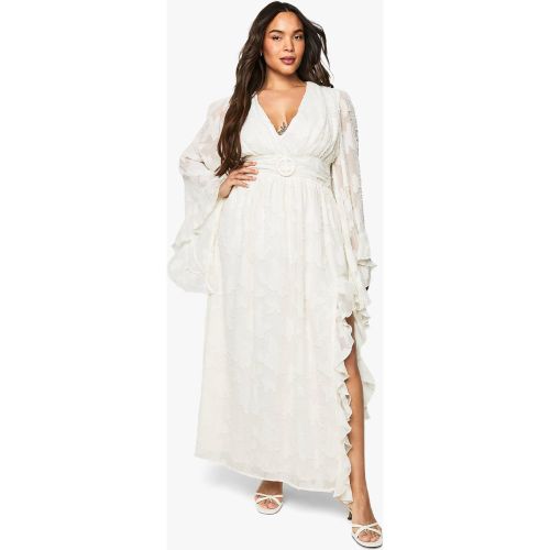 Grande Taille - Robe Longue Texturée À Manches Évasées - 50 - boohoo - Modalova