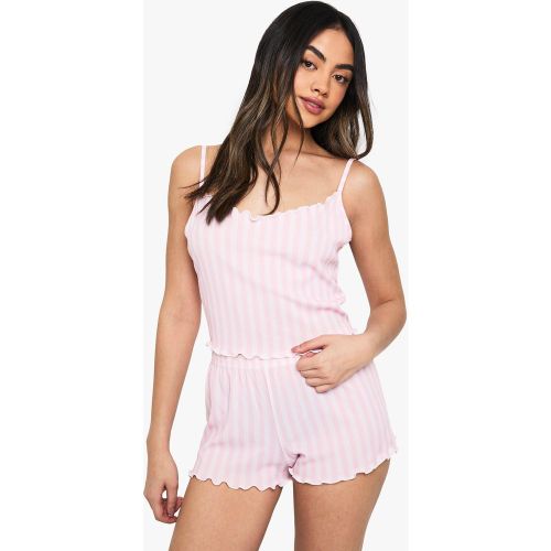 Ensemble De Pyjama Côtelé À Rayures Avec Débardeur Et Short - 34 - boohoo - Modalova