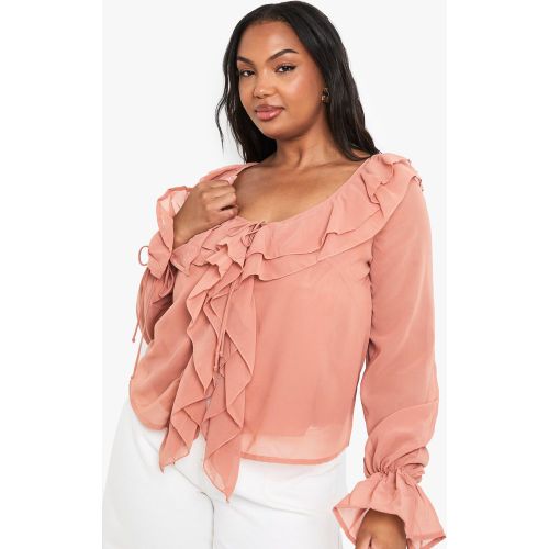 Grande Taille - Blouse À Volants - /Coquille D'Œuf - 44, /Coquille D'Œuf - boohoo - Modalova