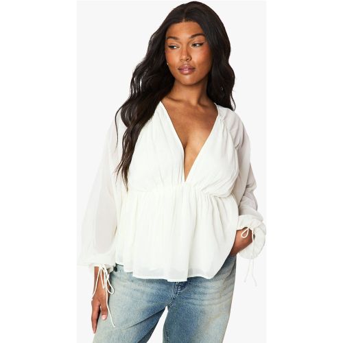 Grande Taille - Blouse En Mousseline De Soie À Manches Volumineuses - 44 - boohoo - Modalova