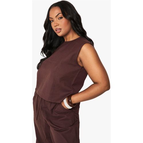 Plus" Linen Linen Boxy Crop - 44 - boohoo - Modalova