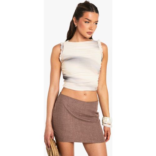 Crop Top Froncé À Imprimé Marbre En Mesh - 34 - boohoo - Modalova