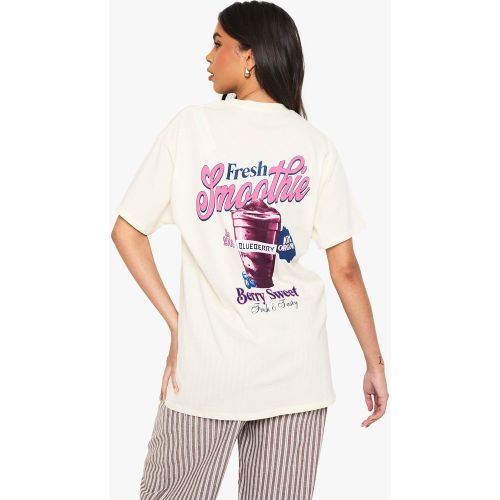 T-Shirt Oversize Imprimé - Blanc Écru - S, Blanc Écru - boohoo - Modalova